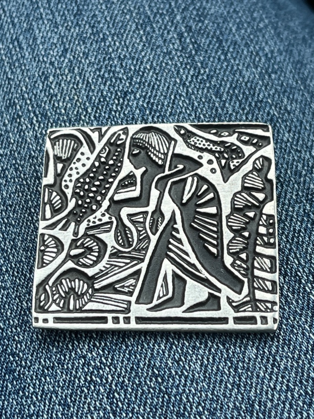 VTG Alice Seely Urban Fetishes "Cleopatra's Comb"  Egyptian Brooch Pin 1998